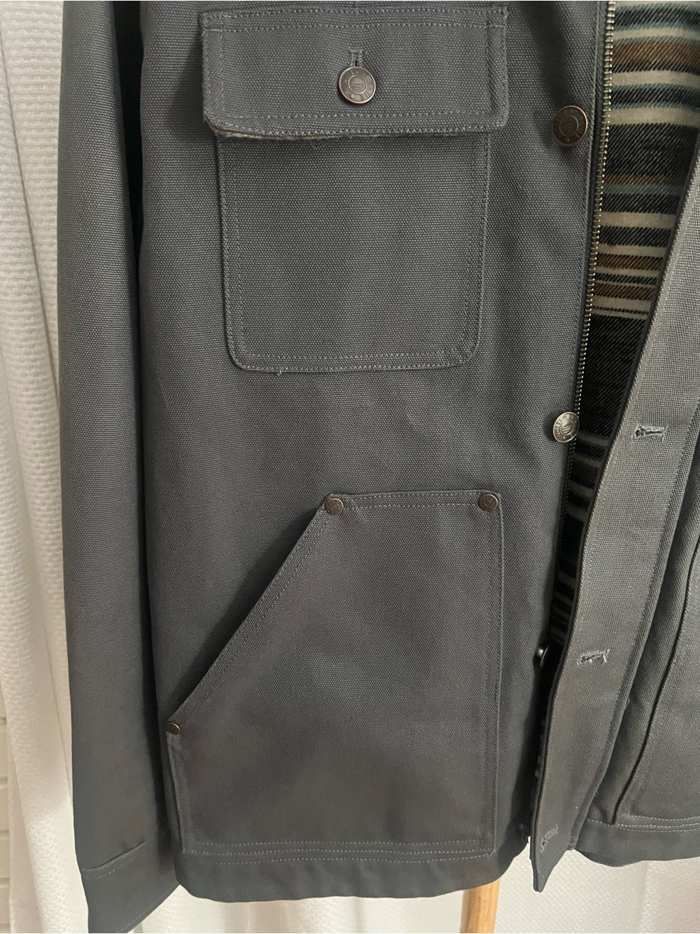 United By Blue Men's Work Jacket, grey/blue, flannel lined size large - Picture 8 of 8